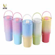 Pastel Gradient Vacuum Tumbler with Straw 900 ML corporate gift - Meru Trophy Bangalore