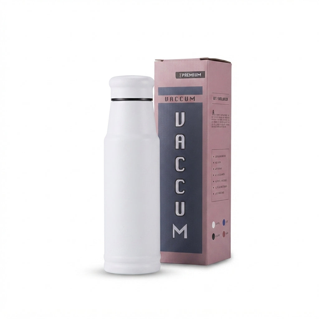 Slim Vacuum Bottle with Gift Box - White - Meru Trophy corporate gifting