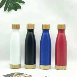 Cola-Shaped Bottle with Bamboo Cap and Base 500 ML corporate gift - Meru Trophy Bangalore