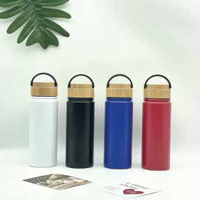 Wide-Mouth Bamboo Lid Bottle with Handle 550 ML corporate gift - Meru Trophy Bangalore