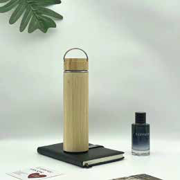 Tall Bamboo Bottle with Steel Carry Handle 500 ML corporate gift - Meru Trophy Bangalore