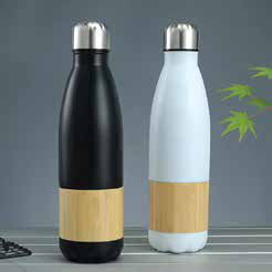 Cola-Shaped Bottle with Bamboo Mid Band 500 ML corporate gift - Meru Trophy Bangalore