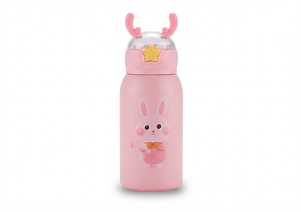 Cartoon Print Kids Bottle with Antler Lid - Pink - Meru Trophy corporate gifting