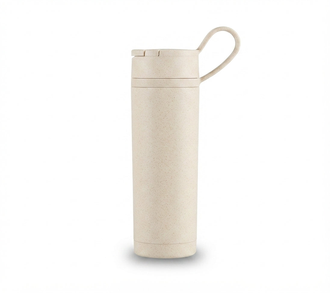Wheat Straw Bottle with Carry Loop - Cream - Meru Trophy corporate gifting