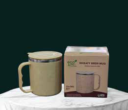 Wheat Straw Brew Mug with Lid 250 ML corporate gift - Meru Trophy Bangalore