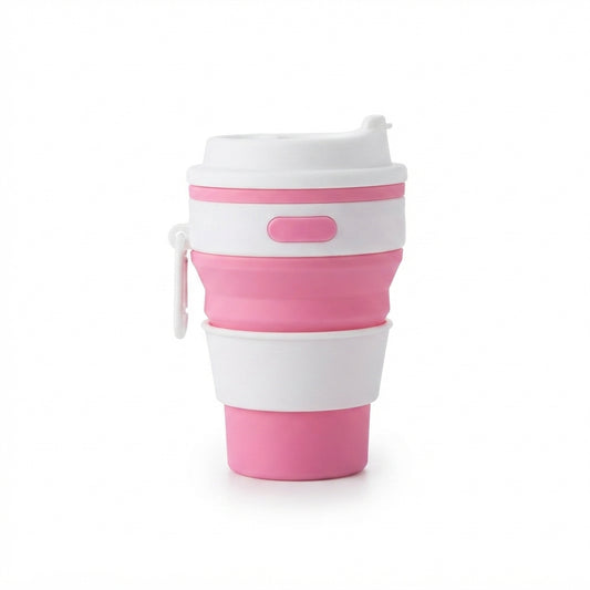 Collapsible Silicone Travel Cup - Pink - Meru Trophy corporate gifting