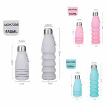 Collapsible Silicone Bottle with Steel Lid 550 ml alternate view - Meru Trophy Bangalore