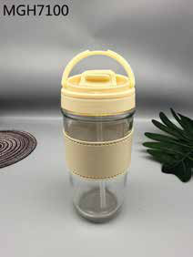 Glass tumbler with carry handle lid 500 ml corporate gift - Meru Trophy Bangalore