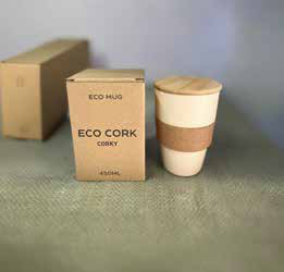 Eco Cork Band Mug with Bamboo Lid 450 ML corporate gift - Meru Trophy Bangalore