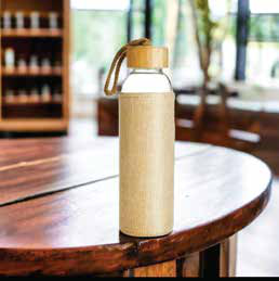 Glass bottle with bamboo sleeve and lid 550 ml corporate gift - Meru Trophy Bangalore