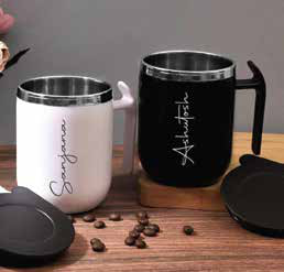 Coffee Mug with Lid and Handle 400 ML corporate gift - Meru Trophy Bangalore