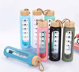 Time marker glass bottle with silicone sleeve 1000 ml corporate gift - Meru Trophy Bangalore