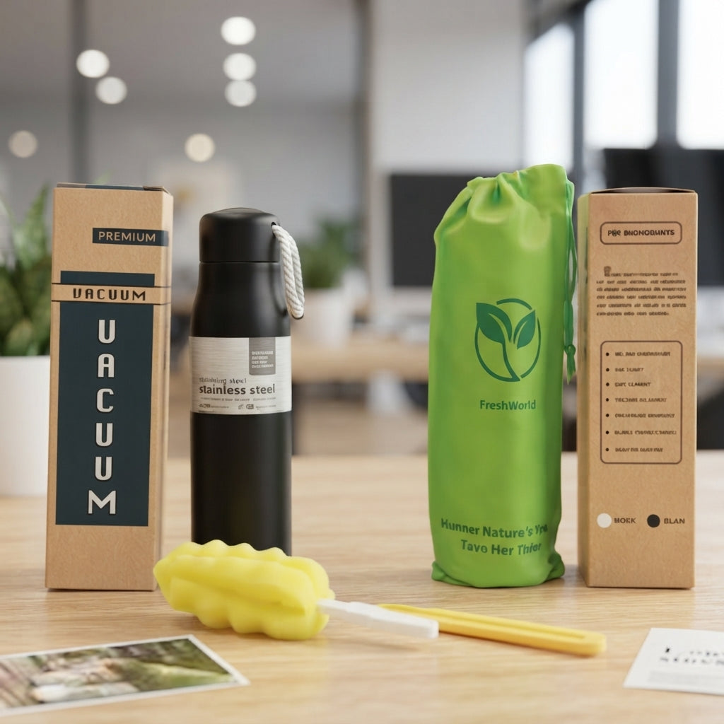 Vacuum Flask with Gift Box and Pouch - lifestyle - Meru Trophy corporate gifting