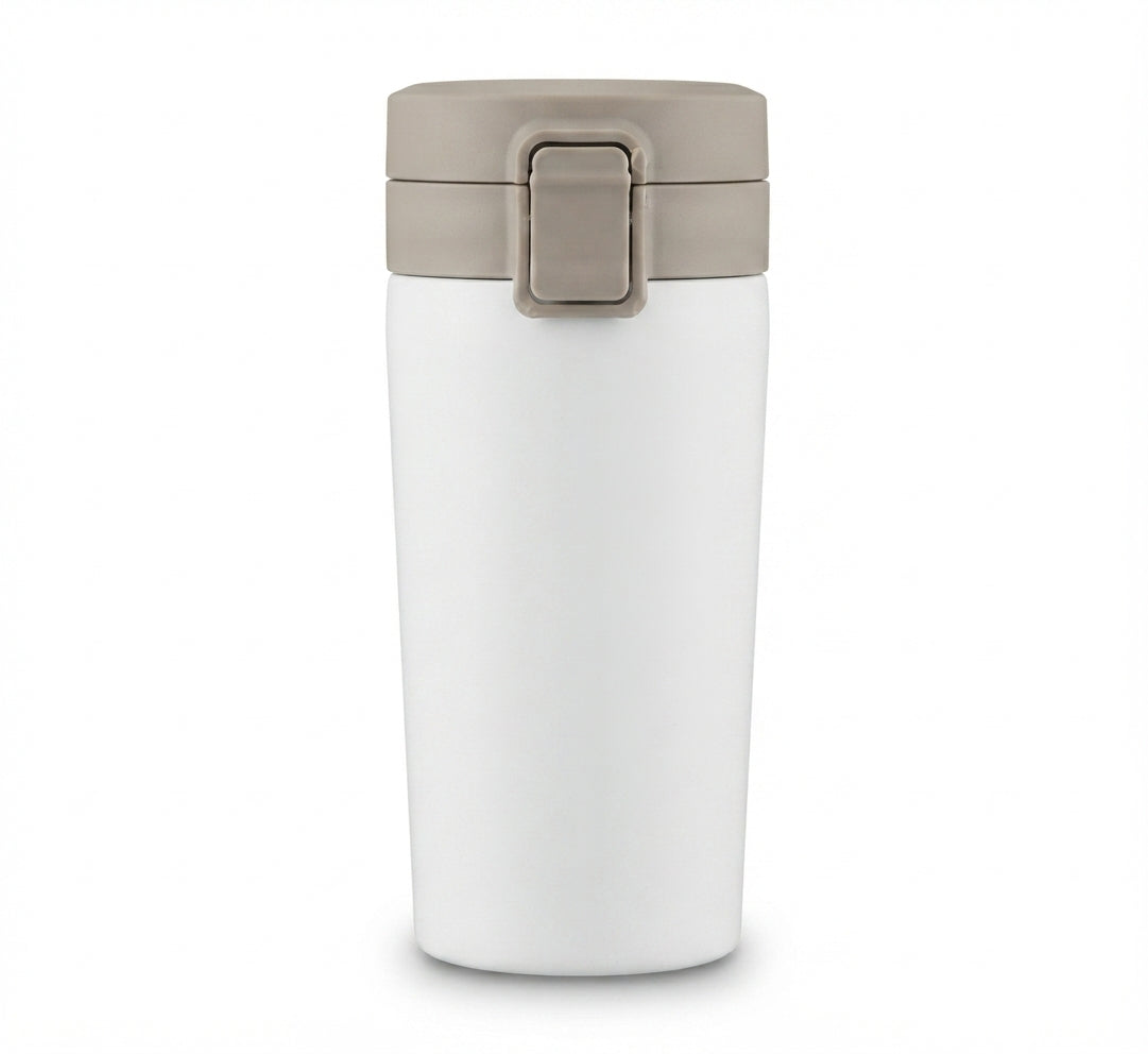 Flip-Lid Travel Tumbler - White - Meru Trophy corporate gifting