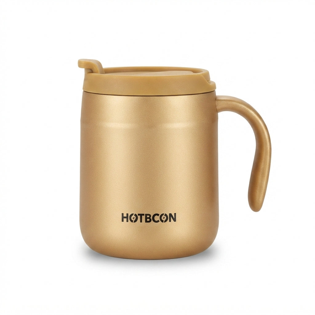 Insulated Office Coffee Mug with Handle - Gold - Meru Trophy corporate gifting