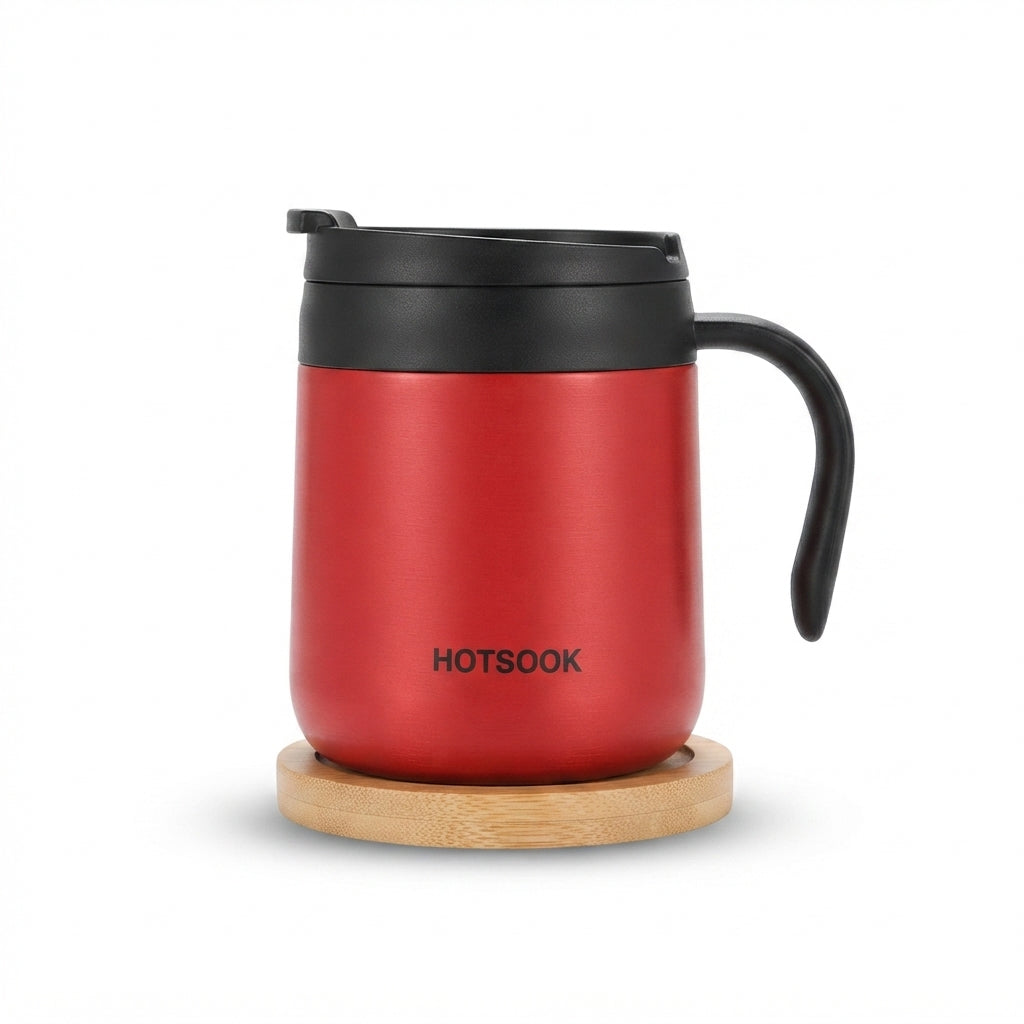 Insulated Office Coffee Mug with Handle - Red - Meru Trophy corporate gifting