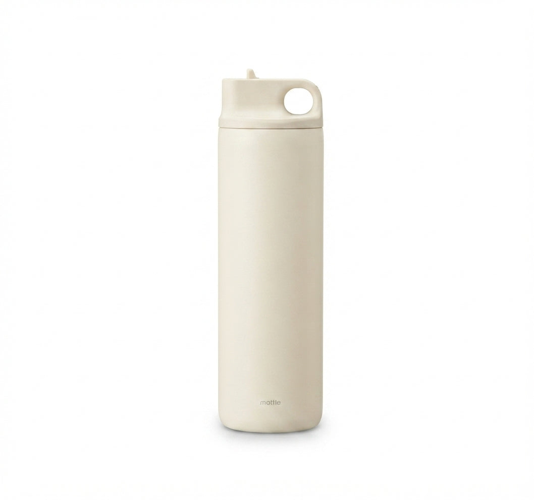 Straw-Lid Vacuum Bottle - Cream - Meru Trophy corporate gifting