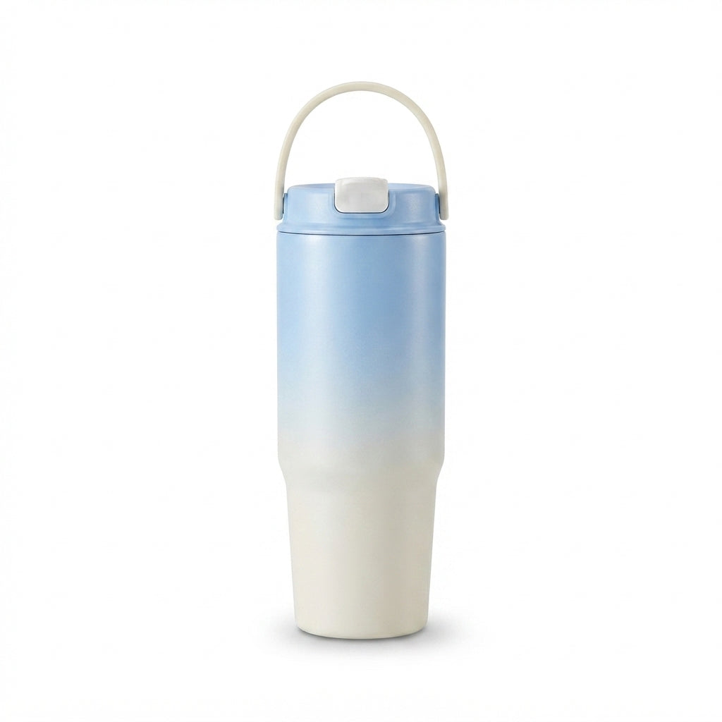 Pastel Gradient Vacuum Tumbler with Straw - Blue - Meru Trophy corporate gifting