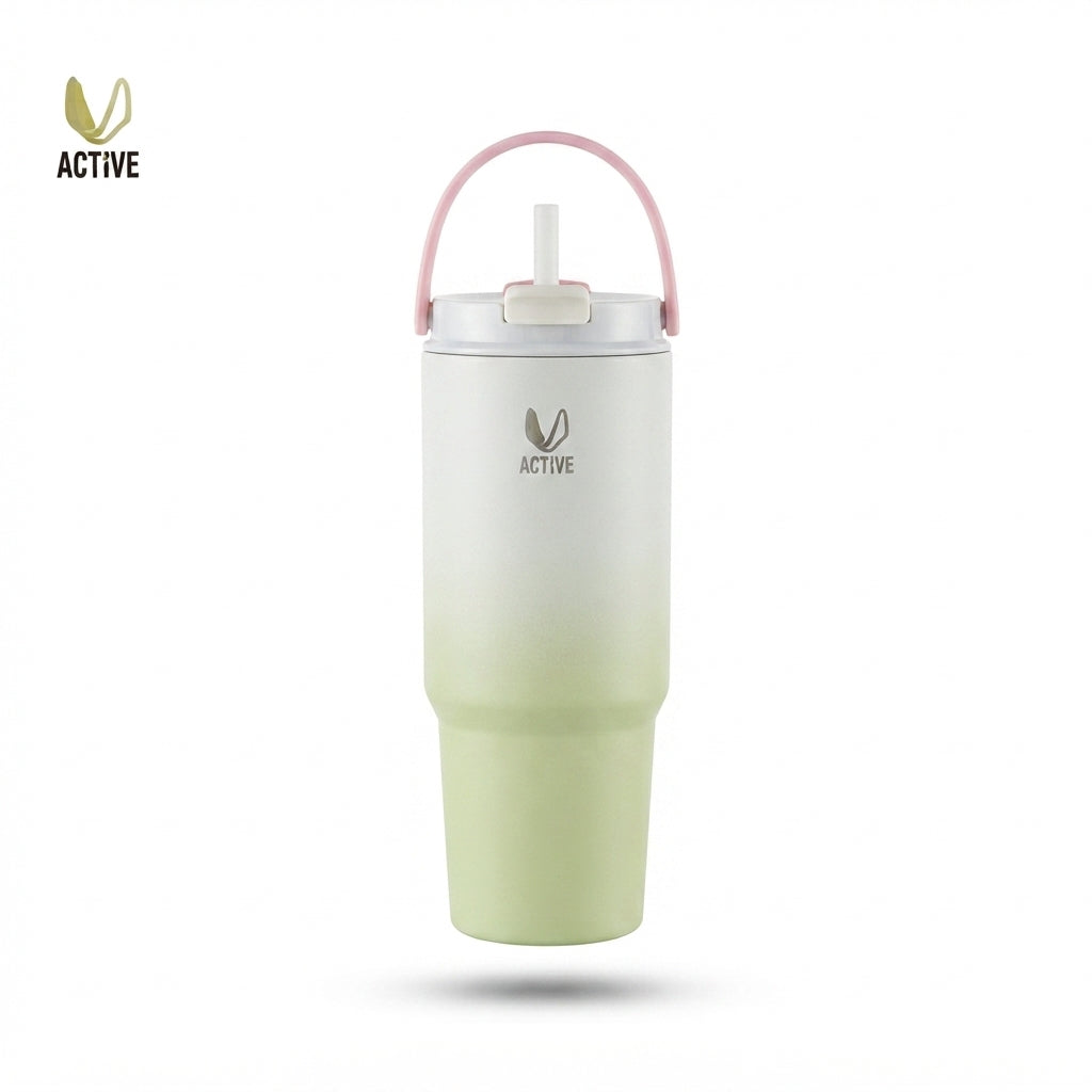 Pastel Gradient Vacuum Tumbler with Straw - Green - Meru Trophy corporate gifting