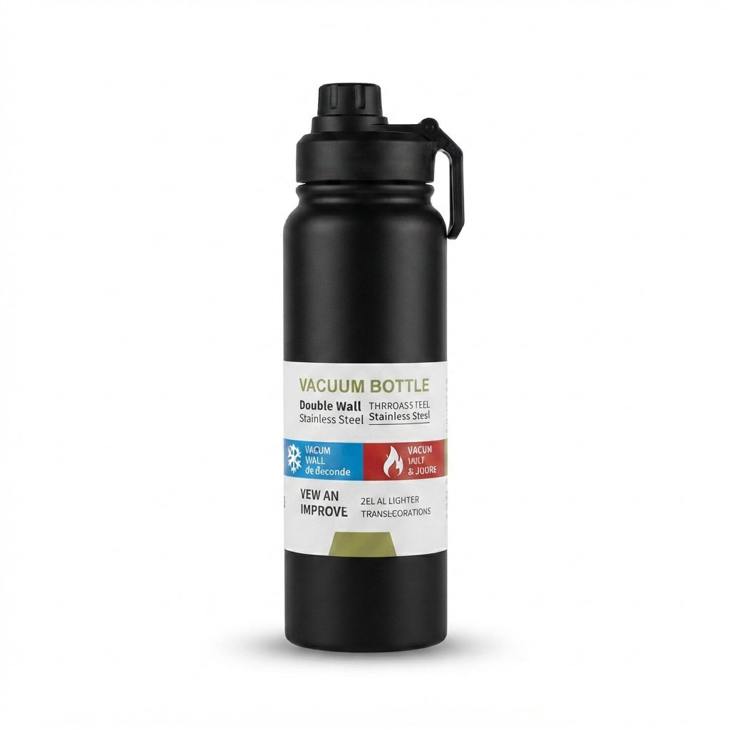 Large Sports Bottle with Sipper Lid - Black - Meru Trophy corporate gifting