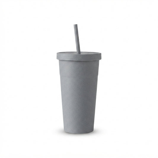 Wheat Straw Tall Tumbler with Straw - Grey - Meru Trophy corporate gifting