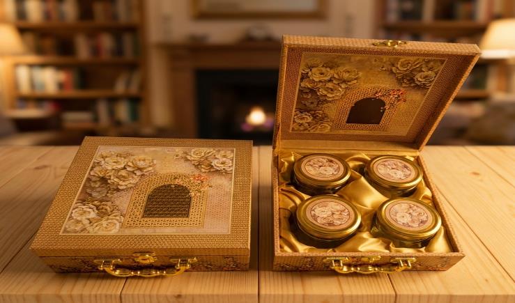 Royal Imperial Jar Series 4-Jar Dry Fruit Gift Box (PREMIUM 4J-3)