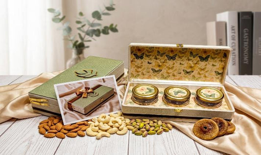 Royal Imperial Jar Series 3-Jar Dry Fruit Gift Box (PREMIUM 385)