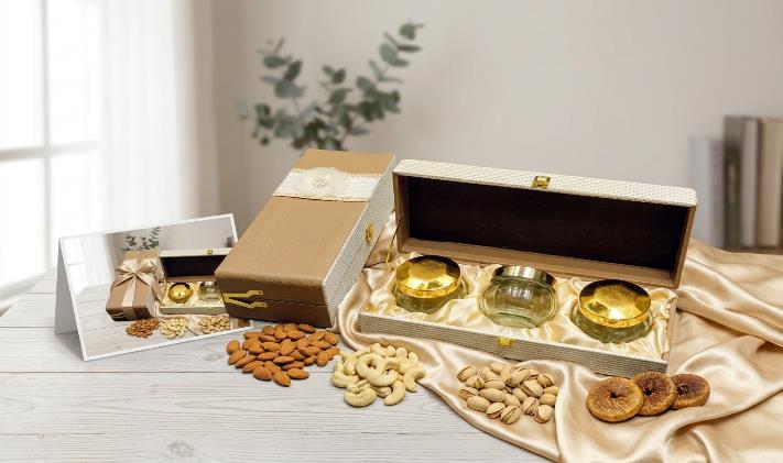 Royal Imperial Jar Series 3-Jar Dry Fruit Gift Box (PREMIUM KJ - 070)