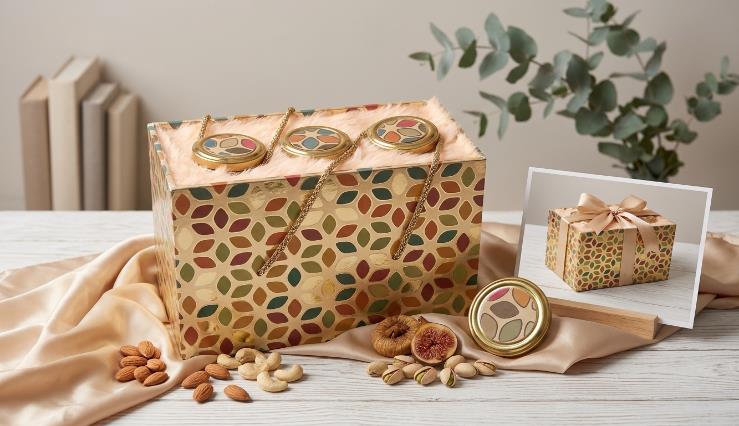 Royal Imperial Jar Series (Long) 3-Jar Dry Fruit Gift Box (777 + 3)