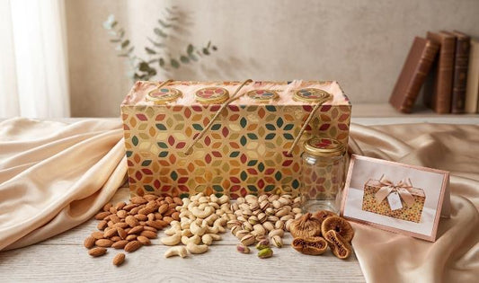 Royal Imperial Jar Series (Long) 4-Jar Dry Fruit Gift Box (777 + 3)