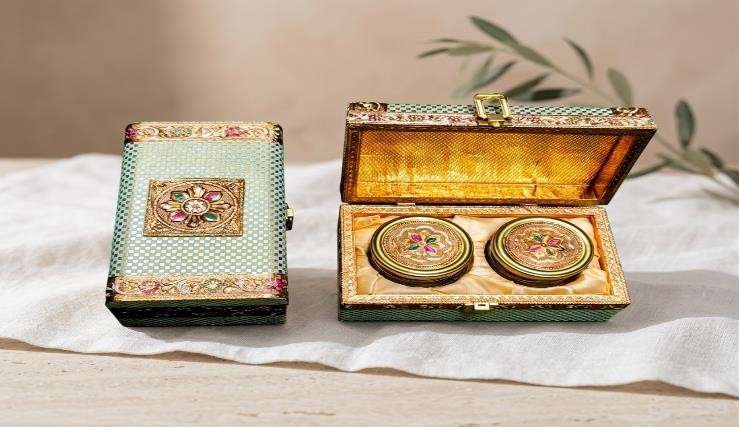 Rajputana Style Boxes 2-Jar Festive Gift Box (GREEN GB 41)