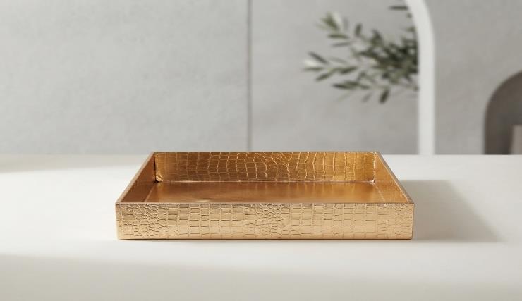 Hamper Tray 10x10 Gift Tray (CROCODILE GOLDEN TRAY)