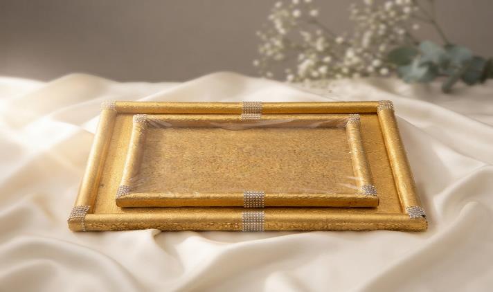 Hamper Tray 12x18 + 16x24 Gift Tray (PE 2 SET GOLDEN PIPE TRAY)
