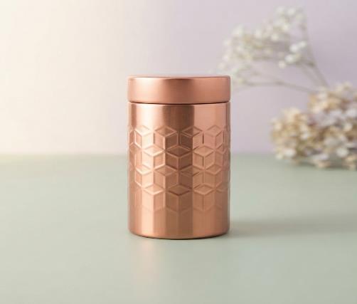 Copper & Printed Tin Jar Dry Fruit Gift Box (METAL ROUND)