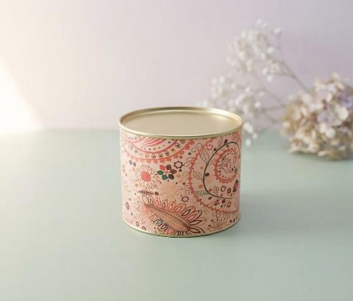 Copper & Printed Tin Jar Dry Fruit Gift Box (PAPER TIN ROUND)