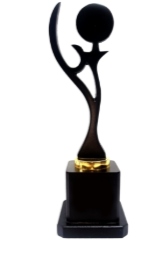 Black acrylic achievement trophy on a square base.