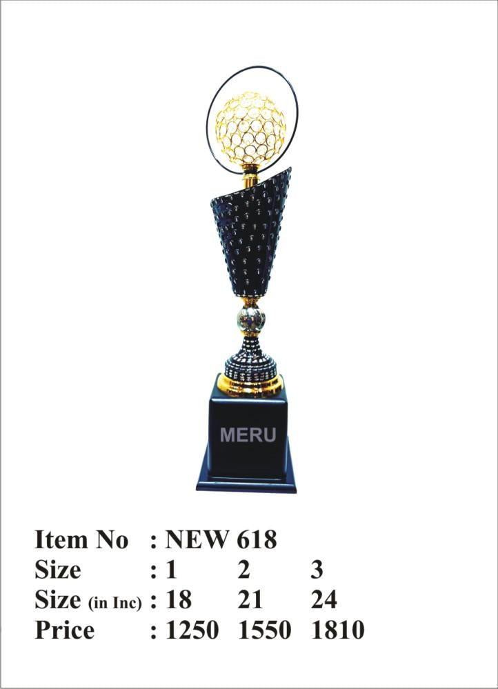 Black and gold trophy design; ideal for corporate recognition awards.