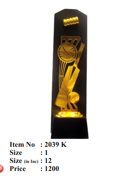 Premium Gold and Black Cricket Trophy 2039 k - Recognition Awards