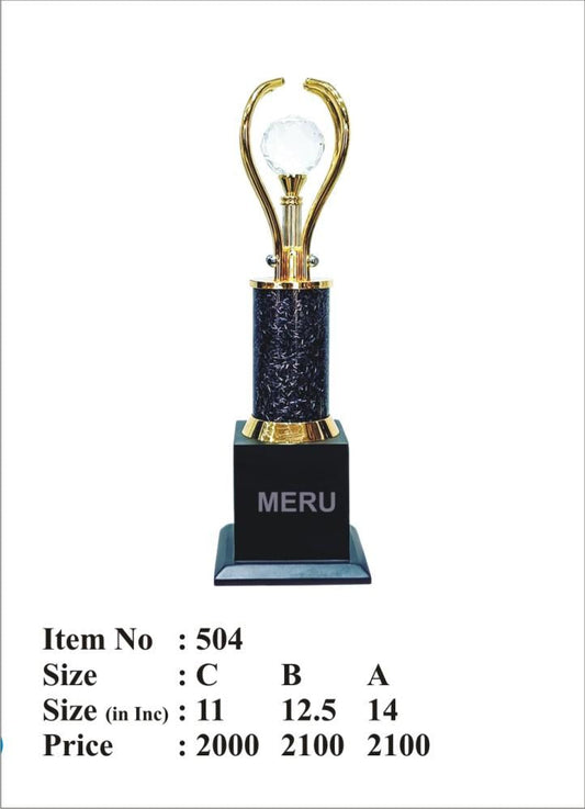 Crystal Trophy with Gold Accents - Award Trophy Design