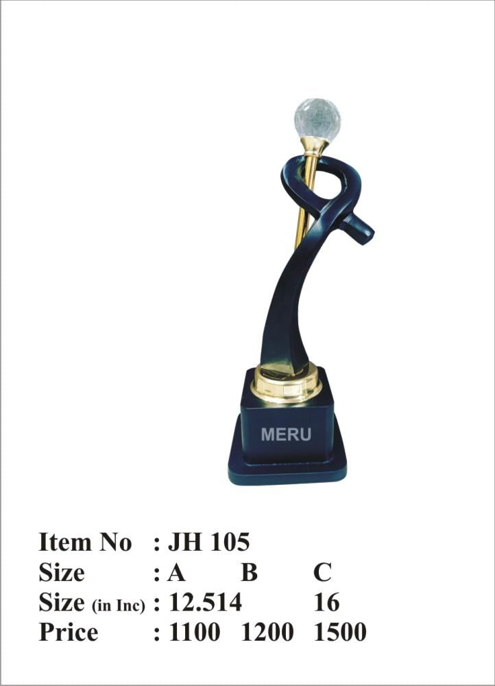Black and gold trophy with crystal sphere - perfect for corporate trophy design.