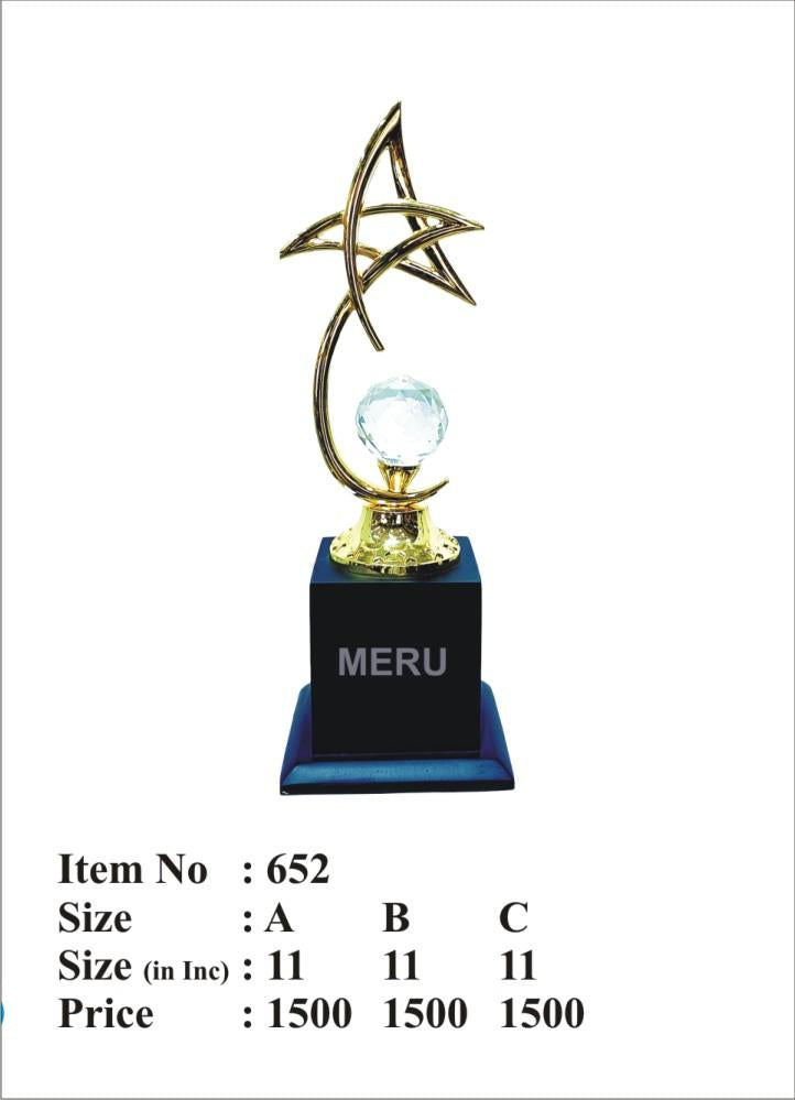 Gold star crystal trophy.