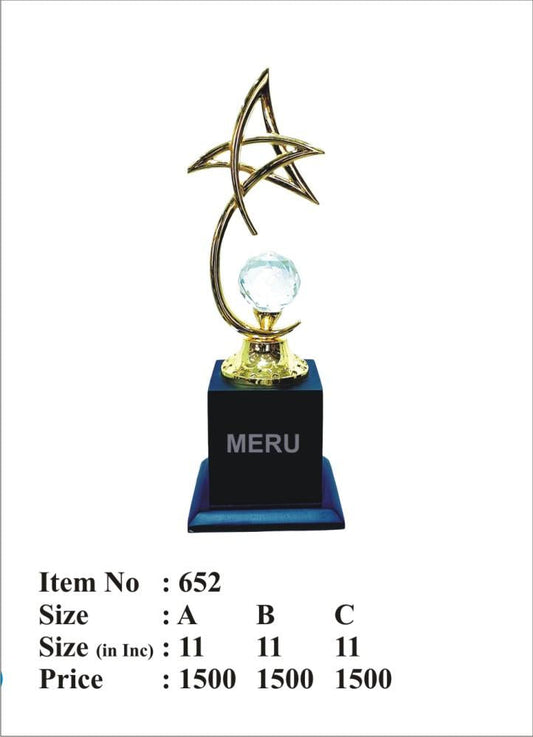 Gold star crystal trophy.