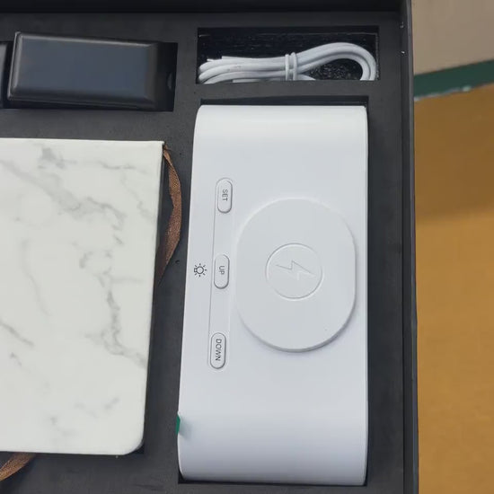 Marble-Panel Power Bank & Notebook Tech Gift Set