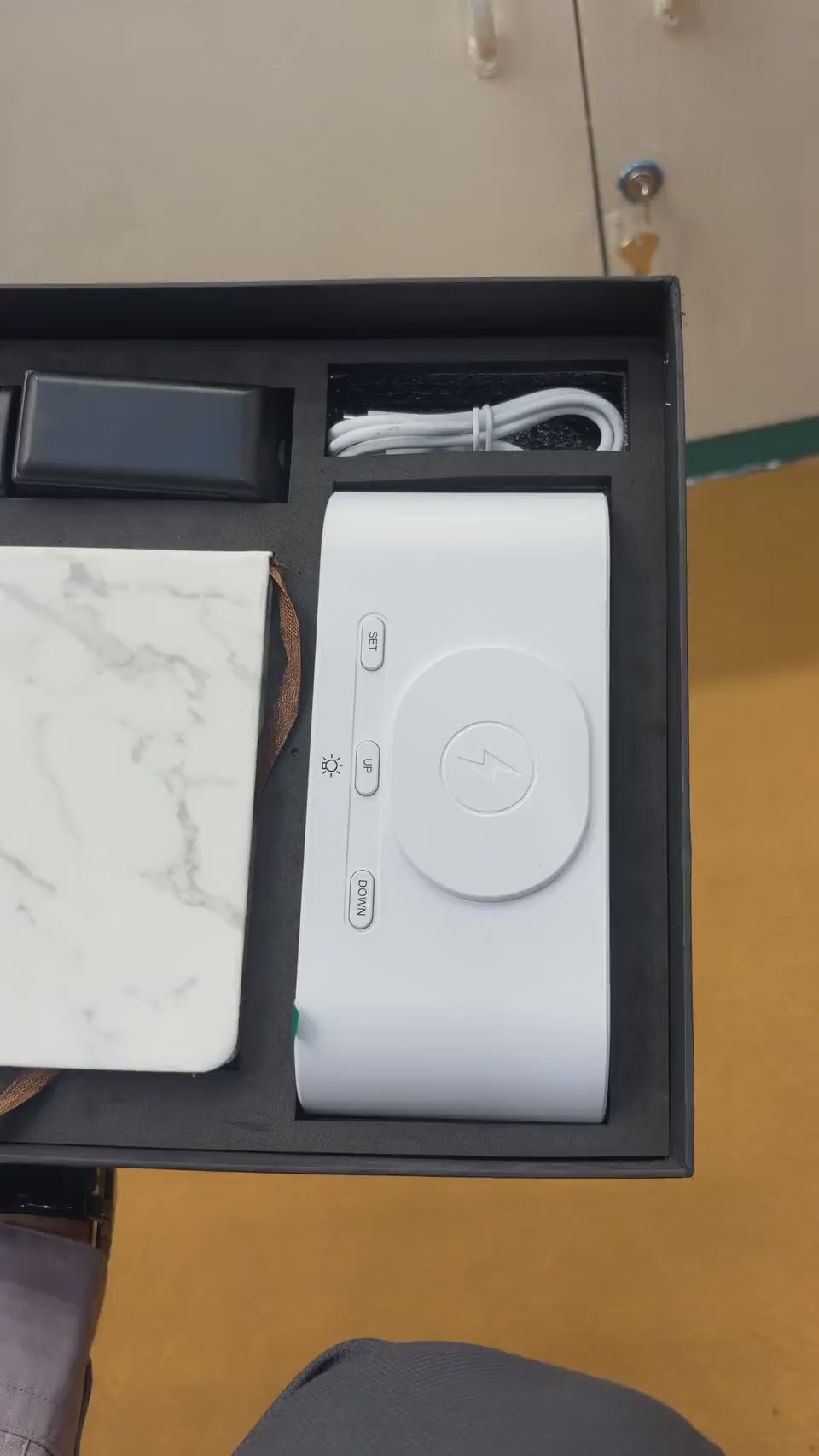 Marble-Panel Power Bank & Notebook Tech Gift Set