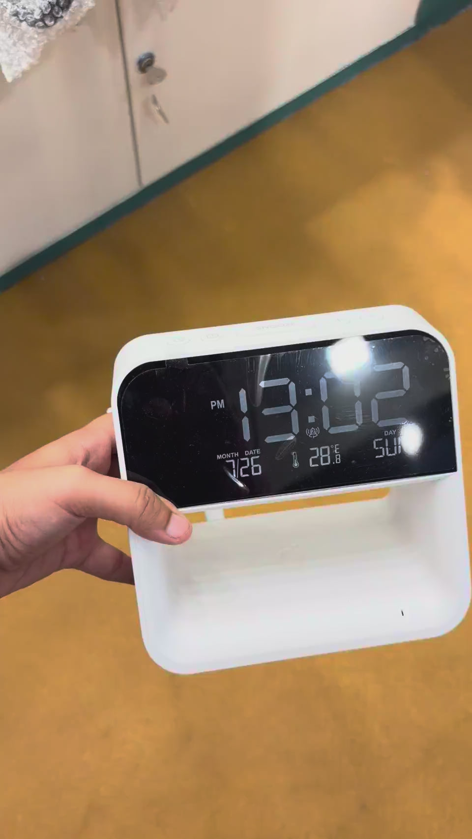 LED Digital Clock Wireless Charging Stand - Black