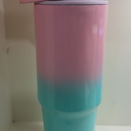 Pastel Gradient Vacuum Tumbler with Straw - Pink - real product video
