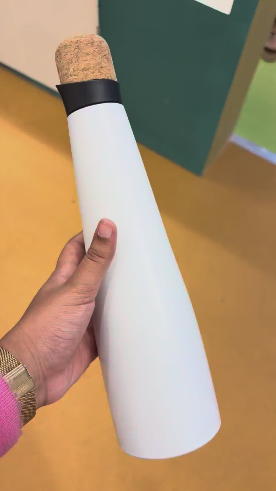 Cone-Shaped Bottle with Cork Stopper - White - real product video