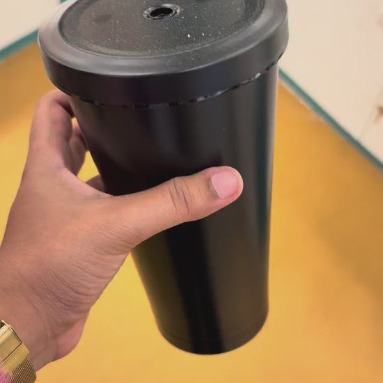 Insulated Travel Tumbler with Flip Lid - Black - real product video