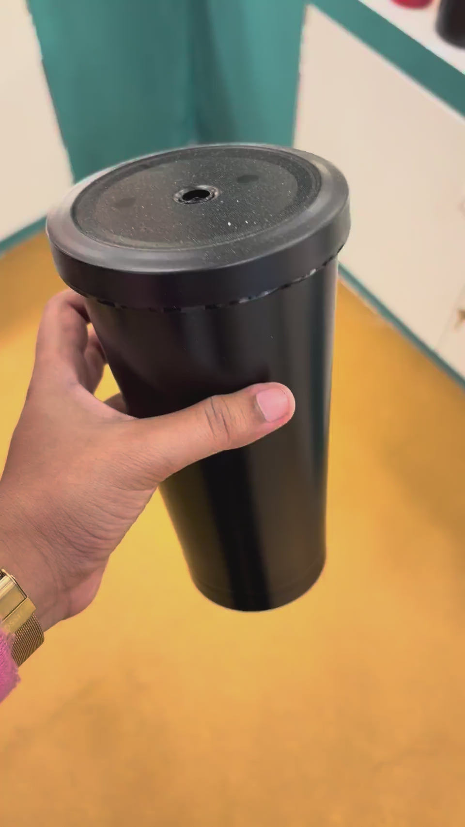 Insulated Travel Tumbler with Flip Lid - Black - real product video