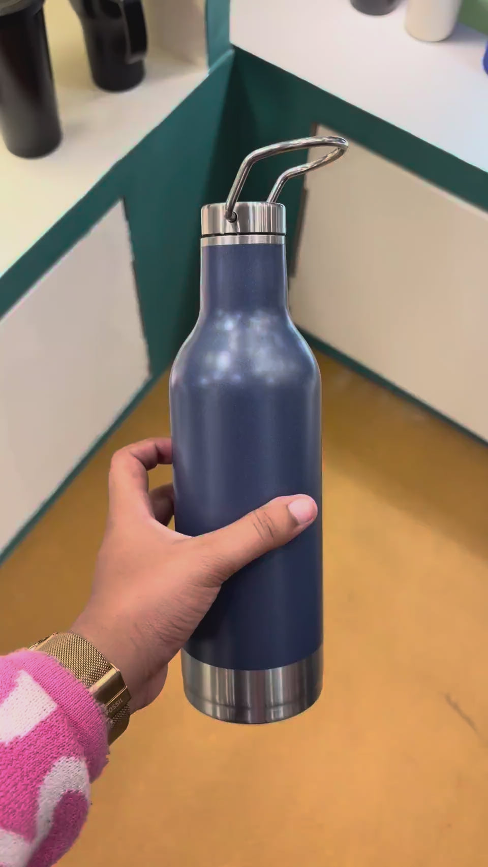 Vacuum Bottle with Carry Handle Lid and Gift Box 500 ml - Blue